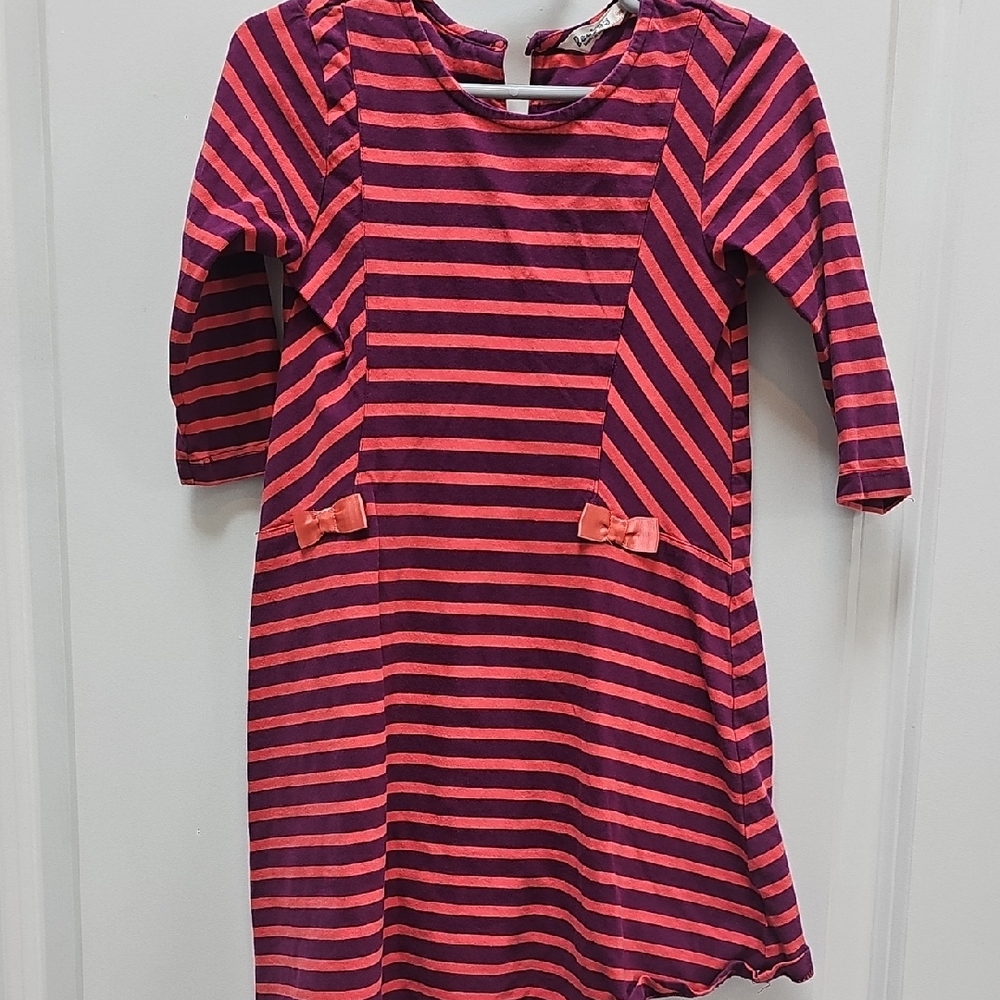 Charming Striped Kids Dress in Pink and Purple